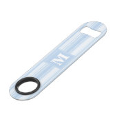Monogram babyblauwe strepen speed flessenopener (Voorkant Gekanteld)