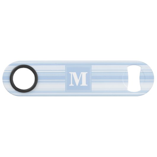 Monogram babyblauwe strepen speed flessenopener (Voorkant (Horizontaal))