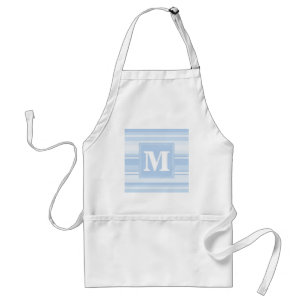 Monogram babyblauwe strepen standaard schort