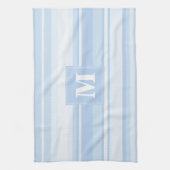 Monogram babyblauwe strepen theedoek (Verticaal)