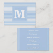 Monogram babyblauwe strepen visitekaartje (Voorkant / Achterkant)