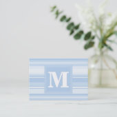 Monogram babyblauwe strepen visitekaartje (Staand voorkant)