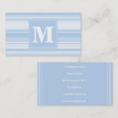 Monogram babyblauwe strepen visitekaartje (Voorkant / Achterkant)