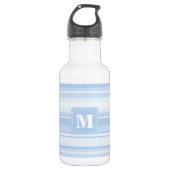Monogram babyblauwe strepen waterfles (Voorkant)