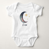 Monogram Babynaam Aards Boho Bloem Maan Sterren Romper (Voorkant)