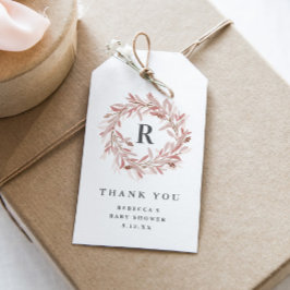 Monogram babyshower bedankje cadeaulabel