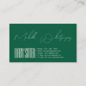 Monogram BABYSITTER modern schrift Visitekaartje (Achterkant)