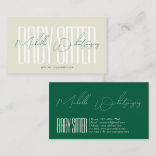 Monogram BABYSITTER modern schrift Visitekaartje
