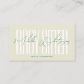 Monogram BABYSITTER modern schrift Visitekaartje (Voorkant)