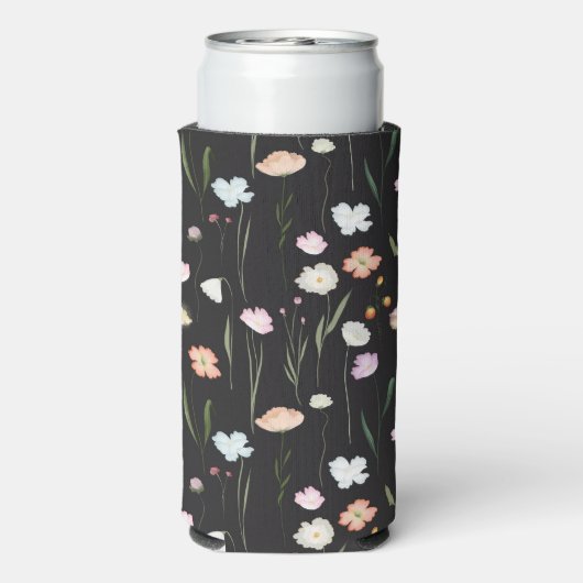 Monogram Bachelorette Black Floral Koelbox Seltzer Blikjeskoeler (Seltzer Achterkant)