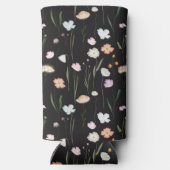 Monogram Bachelorette Black Floral Koelbox Seltzer Blikjeskoeler (Achterkant)