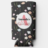 Monogram Bachelorette Black Floral Koelbox Seltzer Blikjeskoeler (Voorkant)