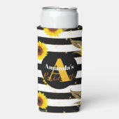 Monogram Bachelorette Sunflower Striped Floral Seltzer Blikjeskoeler (Seltzer Voorkant)