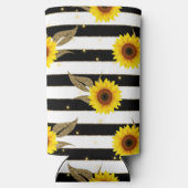 Monogram Bachelorette Sunflower Striped Floral Seltzer Blikjeskoeler (Achterkant)