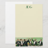 monogram bachelorschrijfbenodigdheden briefpapier (Voorkant / Achterkant)