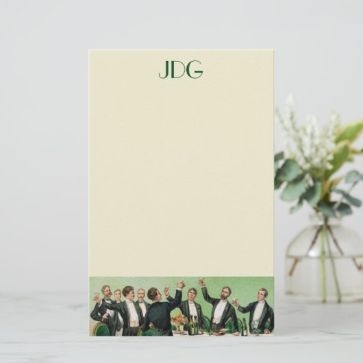 monogram bachelorschrijfbenodigdheden briefpapier (Staand voorkant)