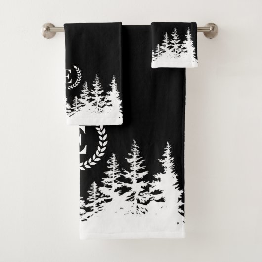 Monogram Baddoekenset Zwart en Wit Bad Handdoek (Insitu)