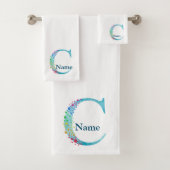 Monogram Badgeset met initiaal C Bad Handdoek (Insitu)