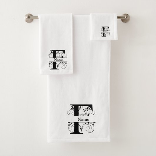 Monogram badgeset met letter F Bad Handdoek (Insitu)