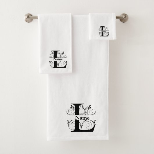 Monogram badgeset met letter L Bad Handdoek (Insitu)