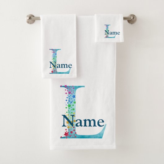 Monogram badgeset met letter L Bad Handdoek (Insitu)