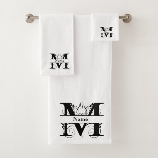 Monogram badgeset met letter M Bad Handdoek (Insitu)