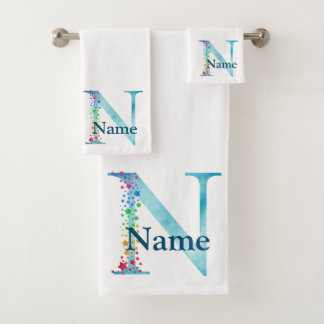 Monogram badgeset met letter N Bad Handdoek