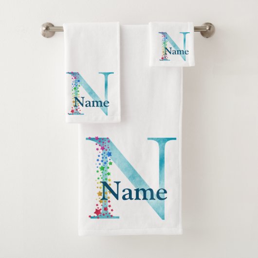 Monogram badgeset met letter N Bad Handdoek (Insitu)