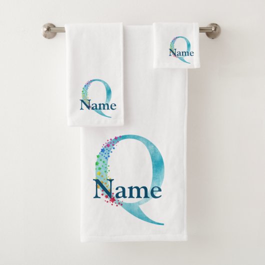 Monogram badgeset met letter Q Bad Handdoek (Insitu)