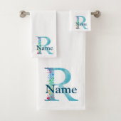 Monogram badgeset met letter R Bad Handdoek (Insitu)