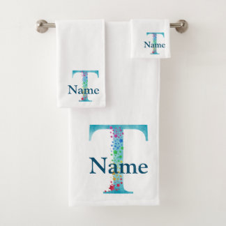 Monogram badgeset met letter T Bad Handdoek