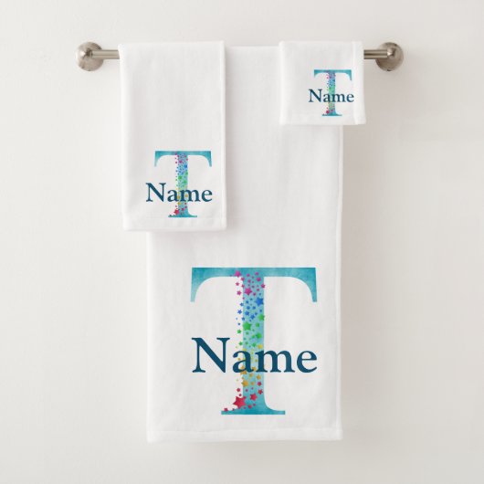 Monogram badgeset met letter T Bad Handdoek (Insitu)