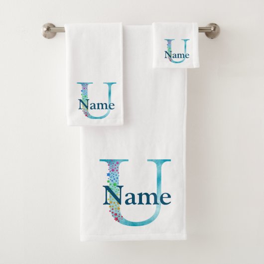 Monogram badgeset met letter U Bad Handdoek (Insitu)