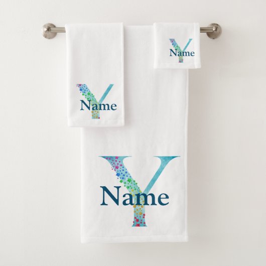 Monogram badgeset met letter Y Bad Handdoek (Insitu)