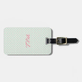 Monogram Bagage Label | Pastel Patroon Groen & Roz (Voorkant horizontaal)