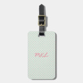 Monogram Bagage Label | Pastel Patroon Groen & Roz (Voorkant verticaal)