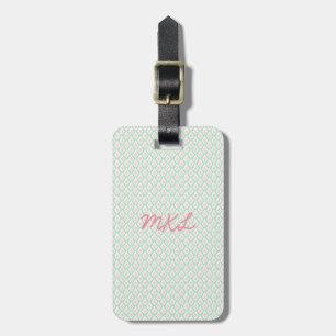 Monogram Bagage Label Pastel Patroon Groen & Roz