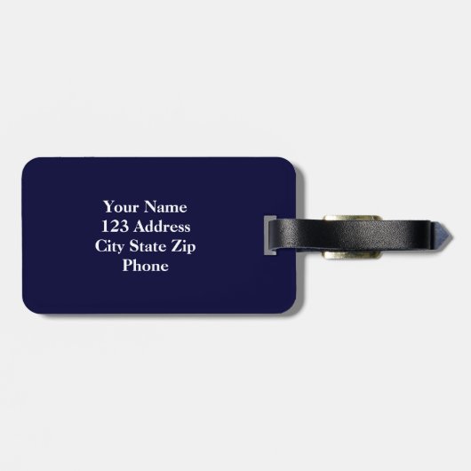 Monogram bagagelabel | Blauwe en witte strepen (Achterkant horizontaal)