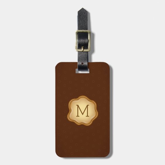 Monogram Bagagelabel - Bronze inkt, elegant bruin (Voorkant verticaal)