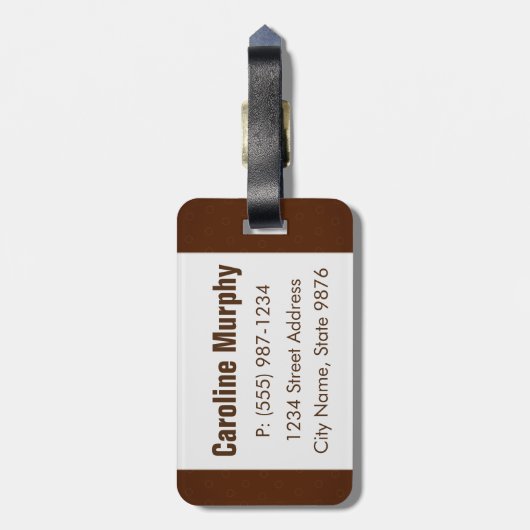 Monogram Bagagelabel - Bronze inkt, elegant bruin (Achterkant verticaal)