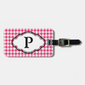 Monogram Bagagelabel - Houndstooth - Roze (Voorkant horizontaal)
