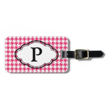 Monogram Bagagelabel - Houndstooth - Roze
