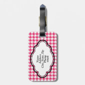 Monogram Bagagelabel - Houndstooth - Roze (Achterkant verticaal)