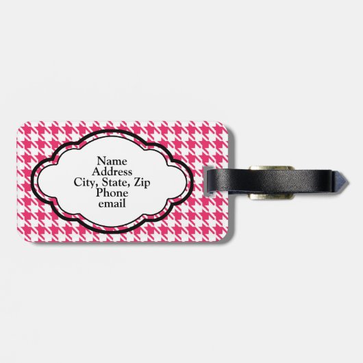Monogram Bagagelabel - Houndstooth - Roze (Achterkant horizontaal)