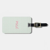 Monogram Bagagelabel | Pastel Patroon Groen & Roze (Voorkant horizontaal)