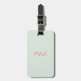 Monogram Bagagelabel | Pastel Patroon Groen & Roze