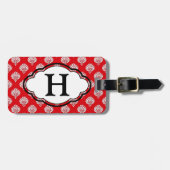 Monogram Bagagelabel - Red Damask (Voorkant horizontaal)