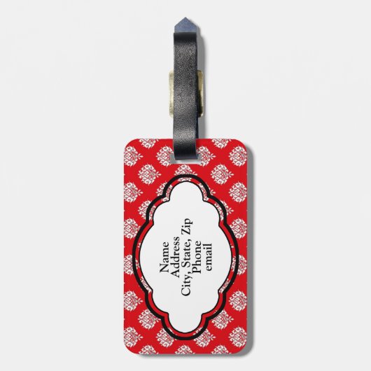 Monogram Bagagelabel - Red Damask (Achterkant verticaal)