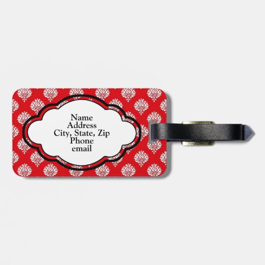 Monogram Bagagelabel - Red Damask (Achterkant horizontaal)