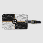 Monogram Bagagelabel Zwart wit Check Marble (Voorkant (horizontaal))